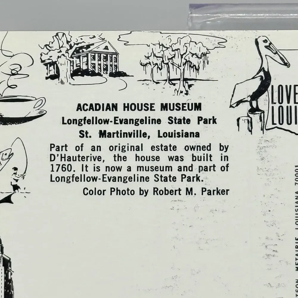 Acadian House Museum Louisiana Vintage Blank Unused Postcard